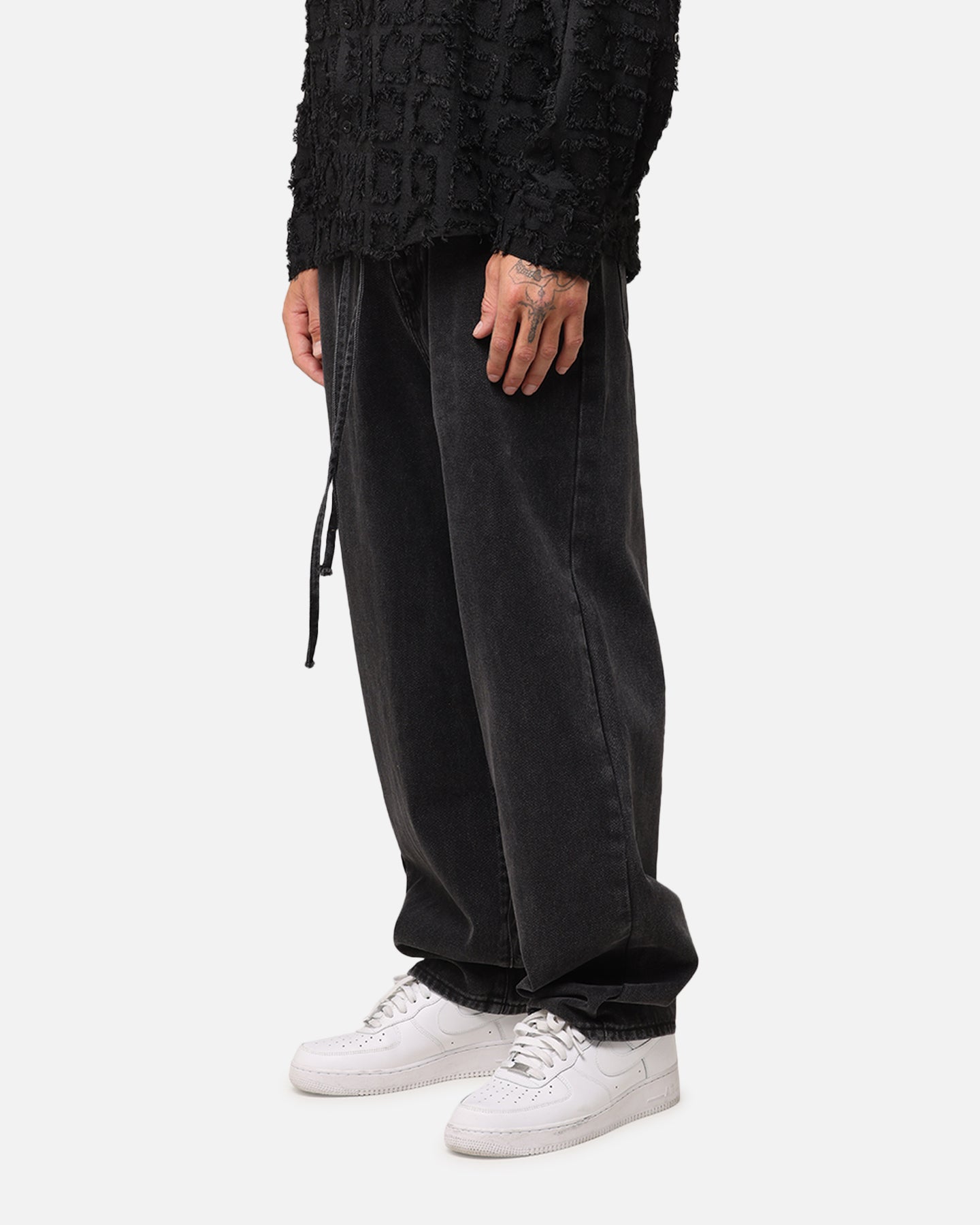 XXIII Tie Lace Baggy Jeans Black Stonewash