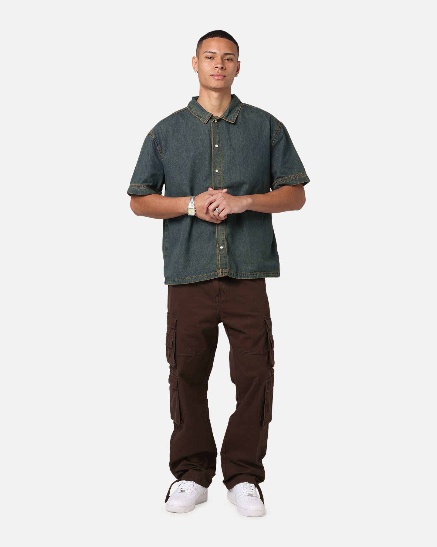 Saint Morta Modern Utility Cargo Pants Washed Brown