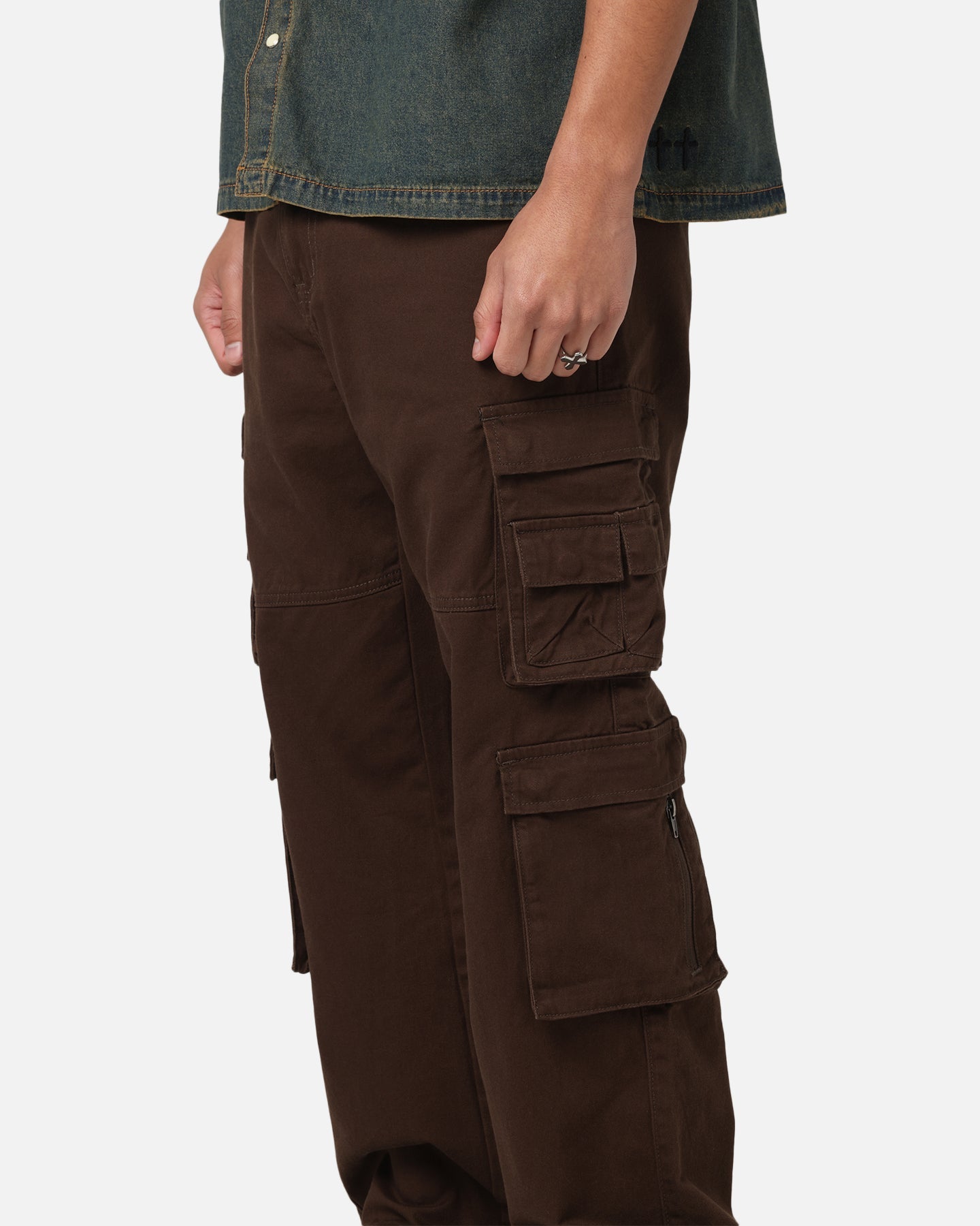 Saint Morta Modern Utility Cargo Pants Washed Brown