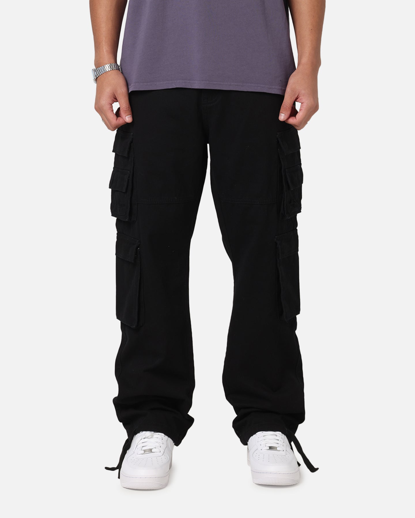 Saint Morta Modern Utility Cargo Pants Washed Black