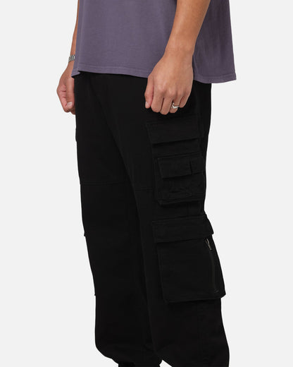 Saint Morta Modern Utility Cargo Pants Washed Black