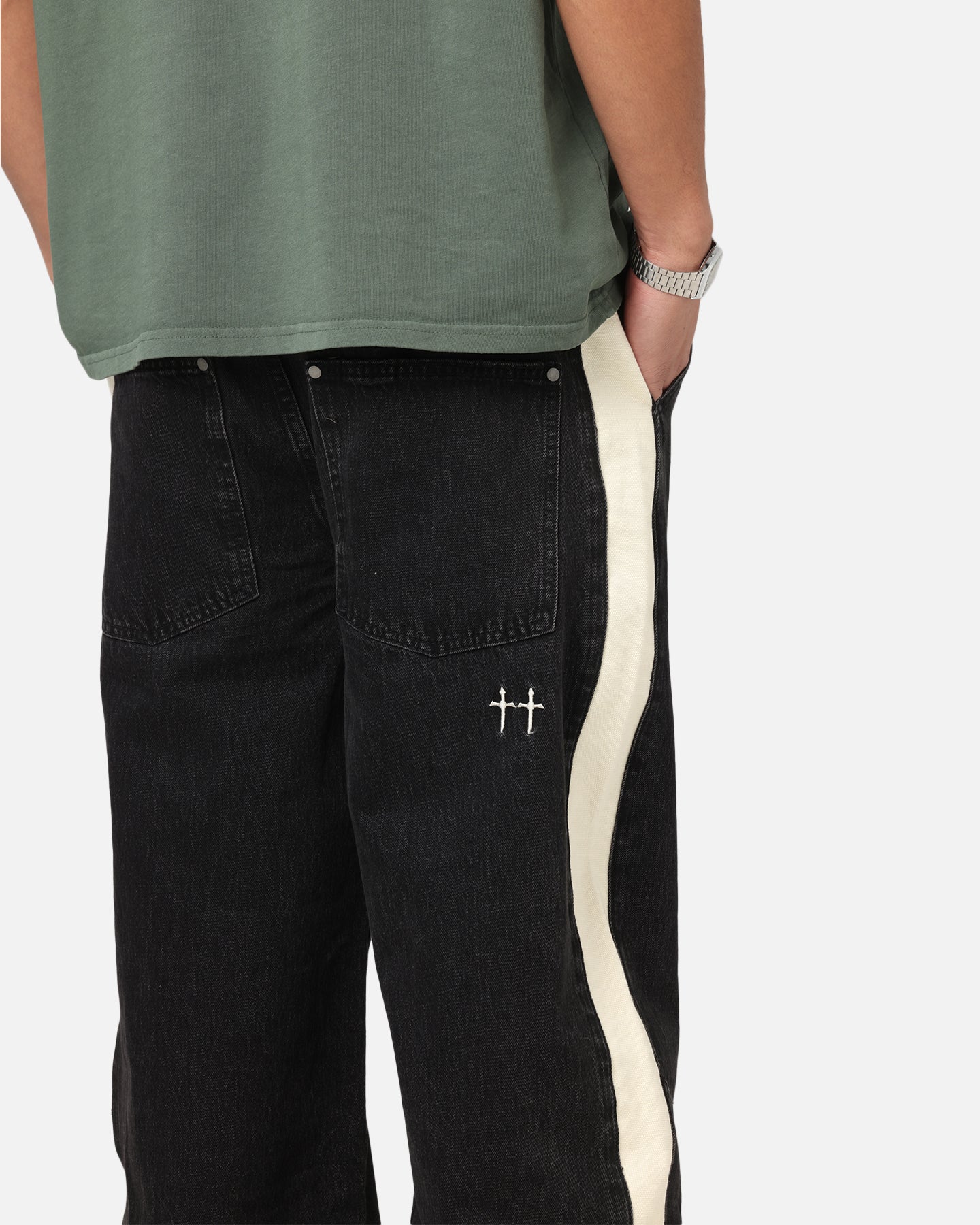 Saint Morta Amplus Sidewinder Jeans Black/Off White