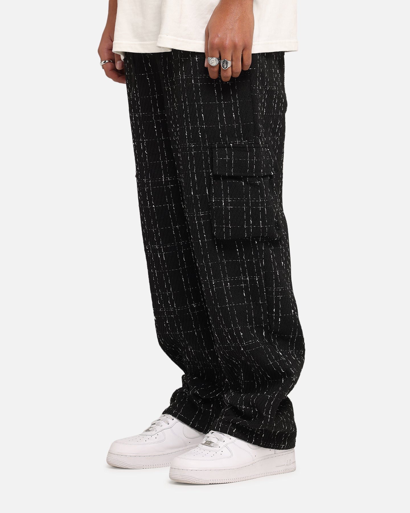 XXIII Boucle Tweed Cargo Pants Black