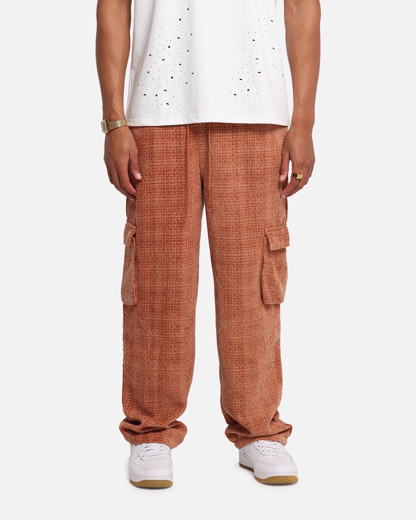 XXIII Boucle Tweed Cargo Pants Rust