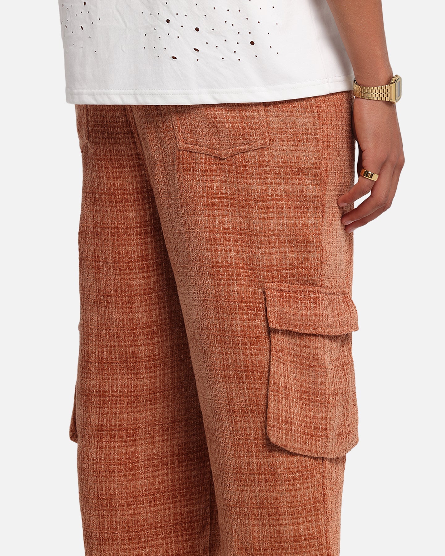 XXIII Boucle Tweed Cargo Pants Rust