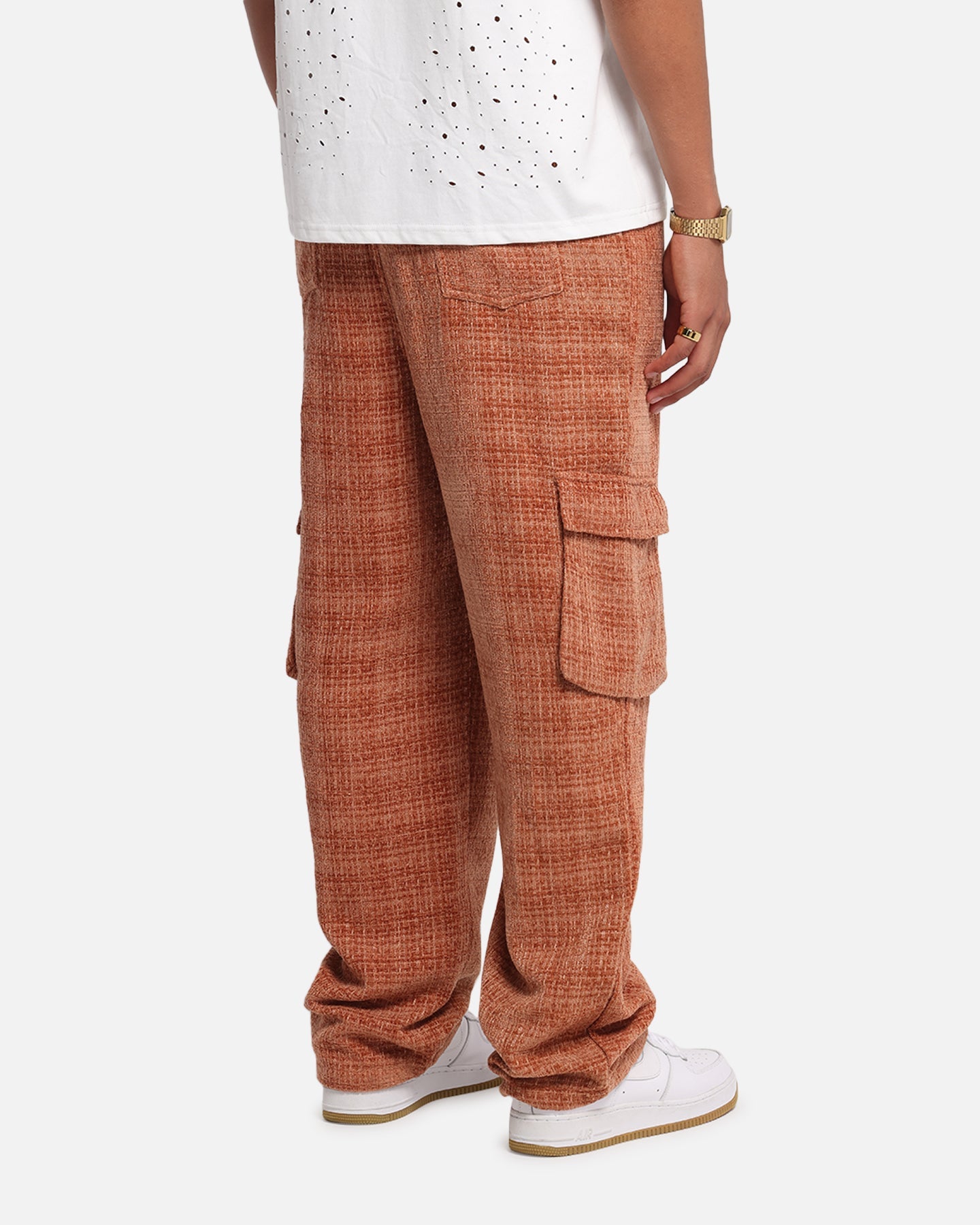 XXIII Boucle Tweed Cargo Pants Rust