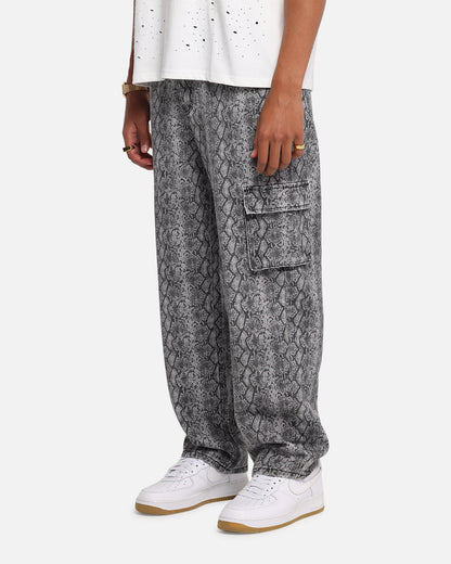 XXIII Snake Skin Cargo Pants Black Snake Print