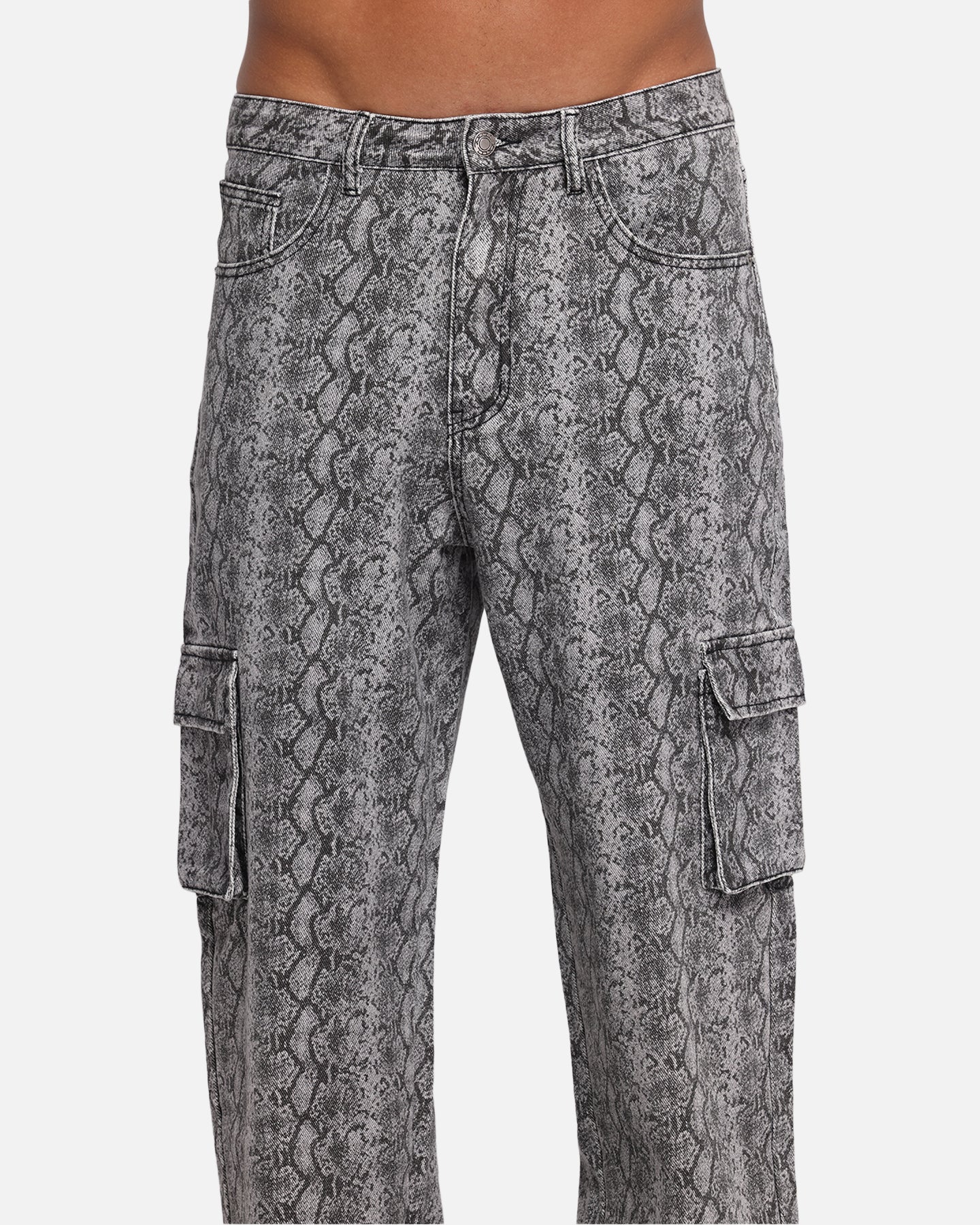 XXIII Snake Skin Cargo Pants Black Snake Print