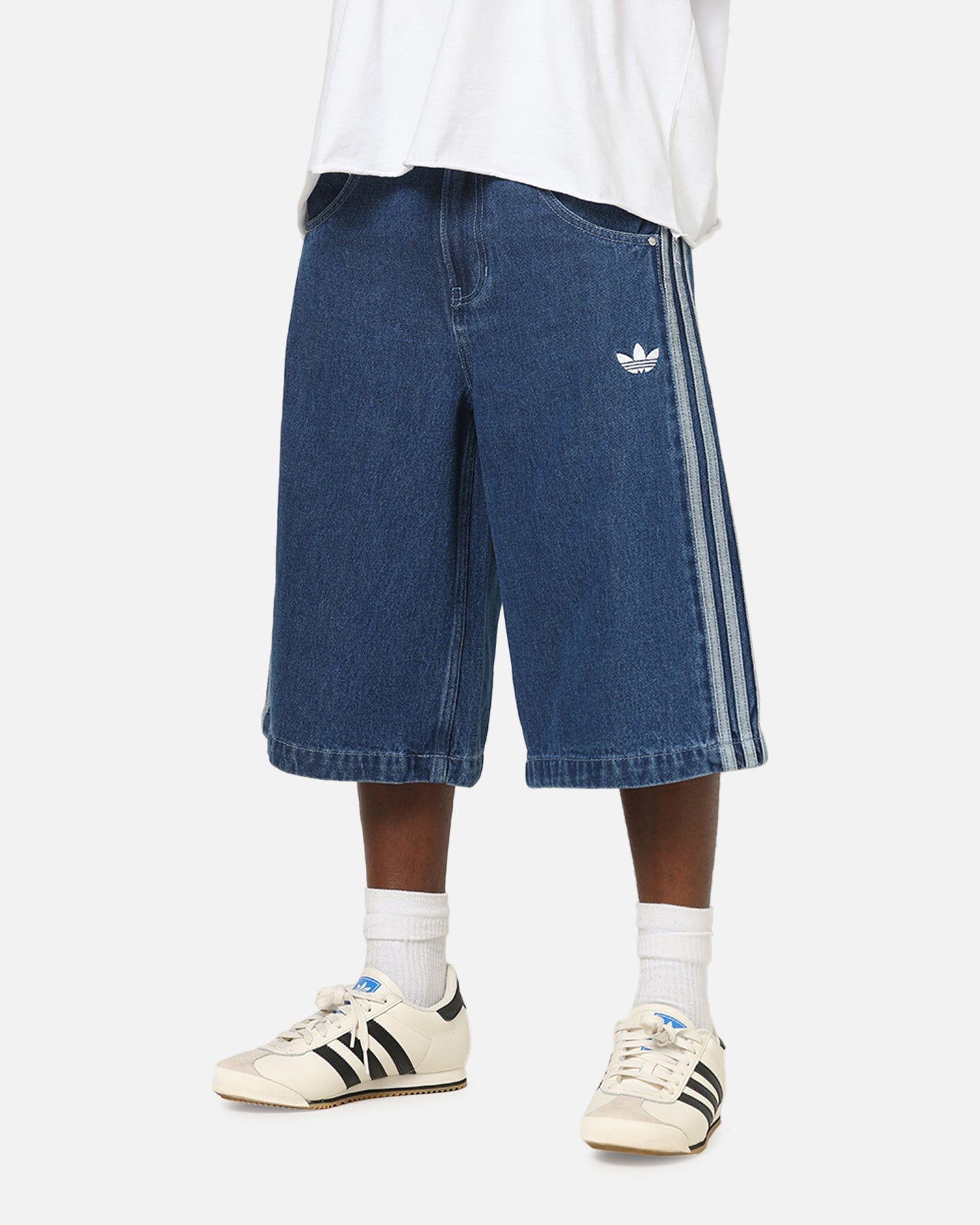 Adidas Firebird Denim Shorts Blue Denim
