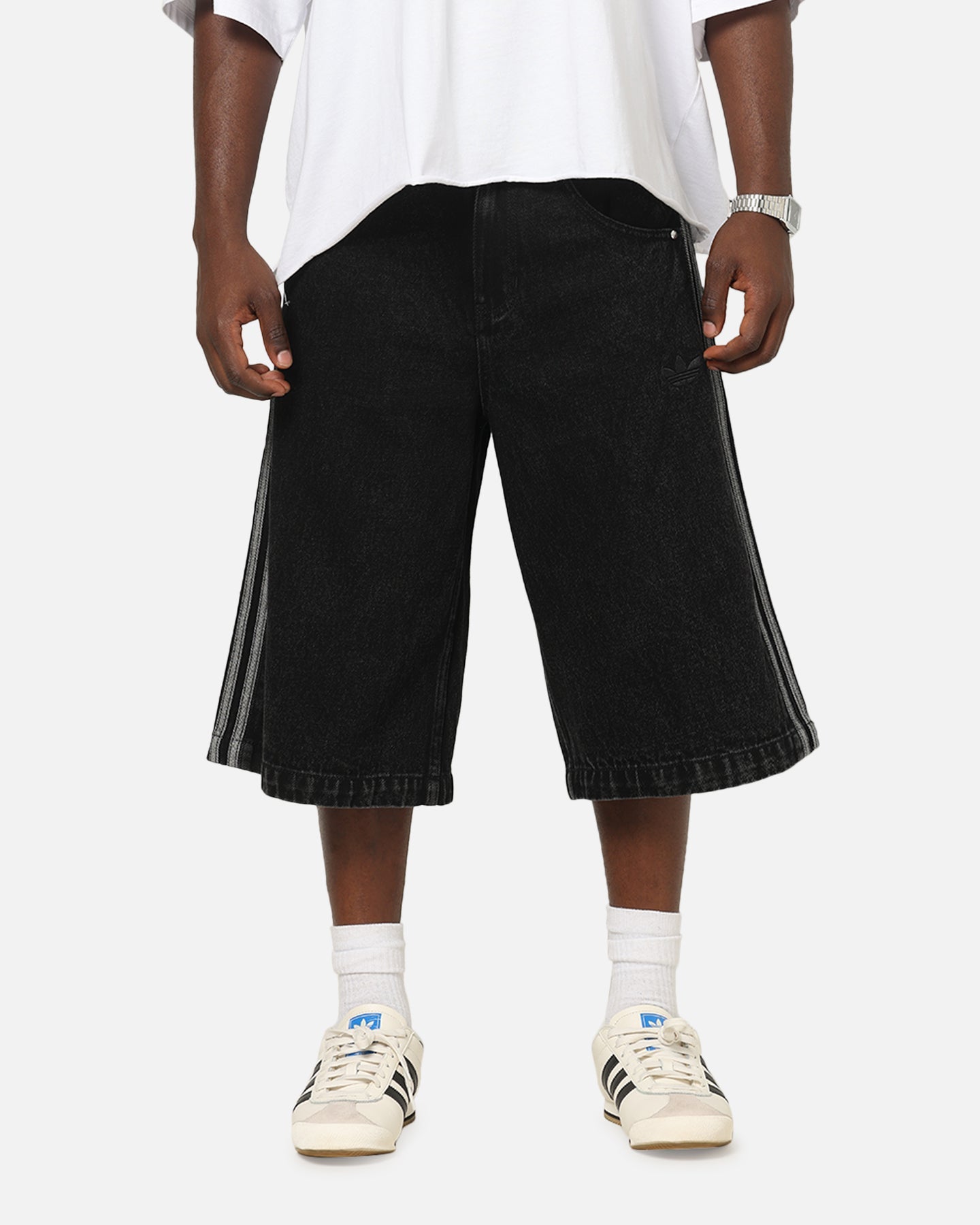 Adidas Firebird Denim Shorts Black Denim