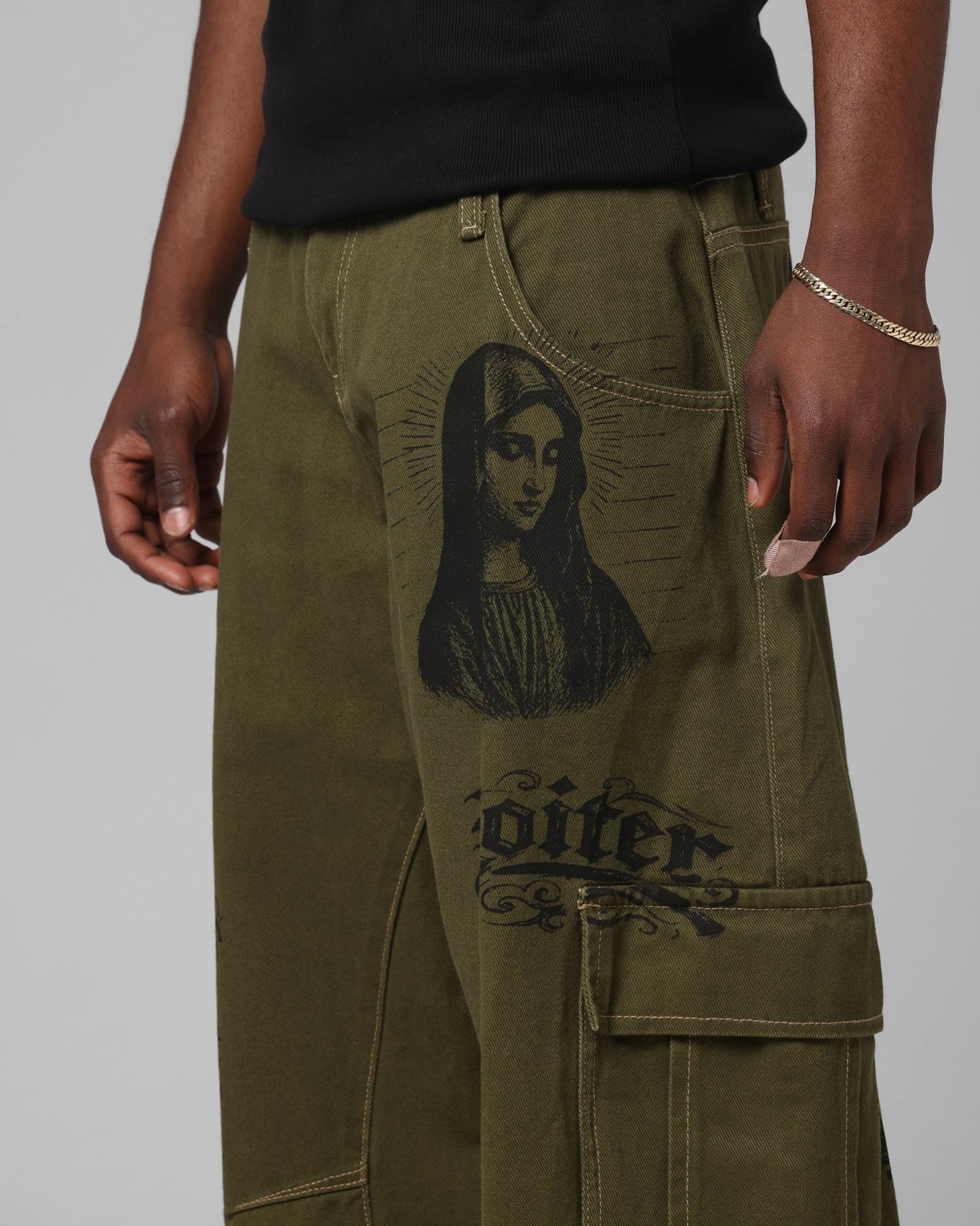 Loiter Layered Holy Fire Cargo Pants Khaki