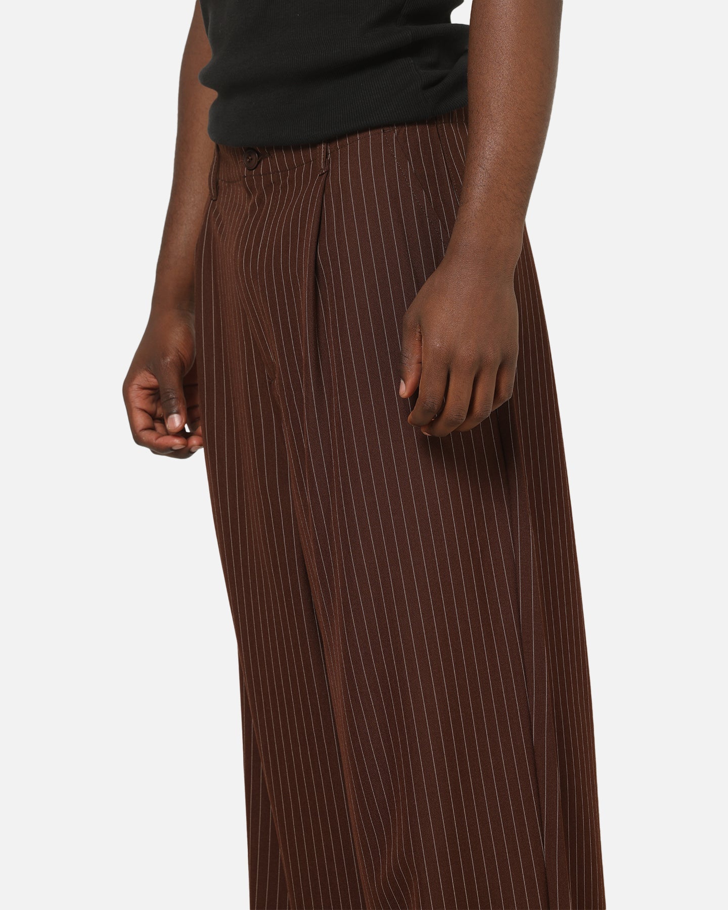 Carre Heritage Pleated Pants Brown Pinstripe