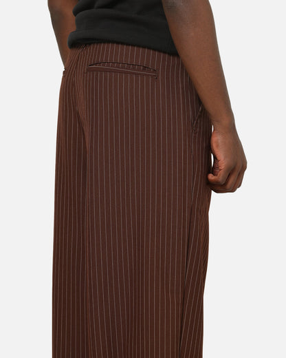 Carre Heritage Pleated Pants Brown Pinstripe