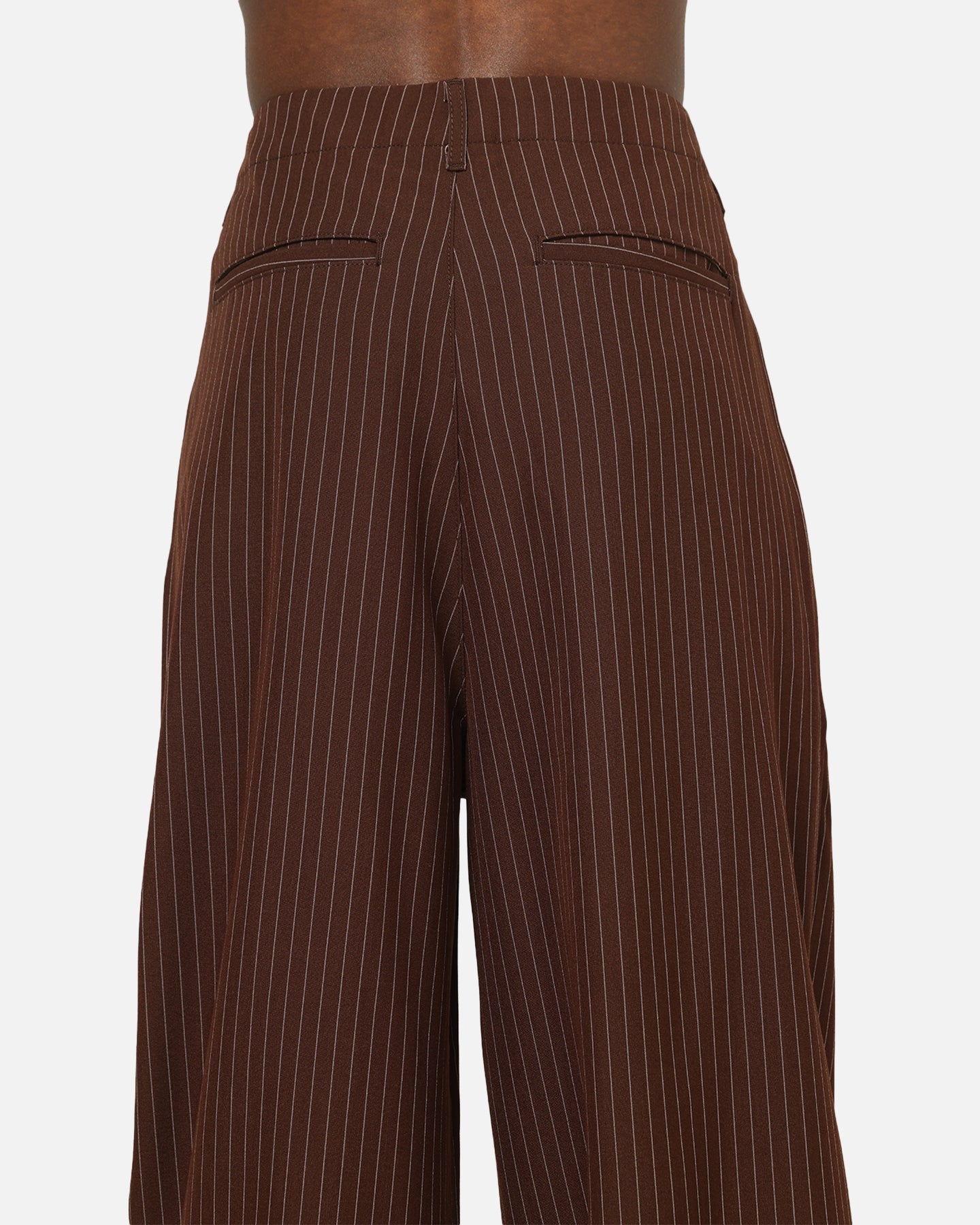 Carre Heritage Pleated Pants Brown Pinstripe