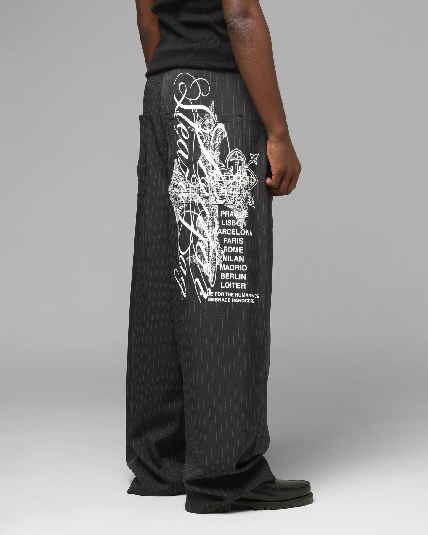 Loiter Eastern Bloc Pinstripe Trousers Black Pinstripe