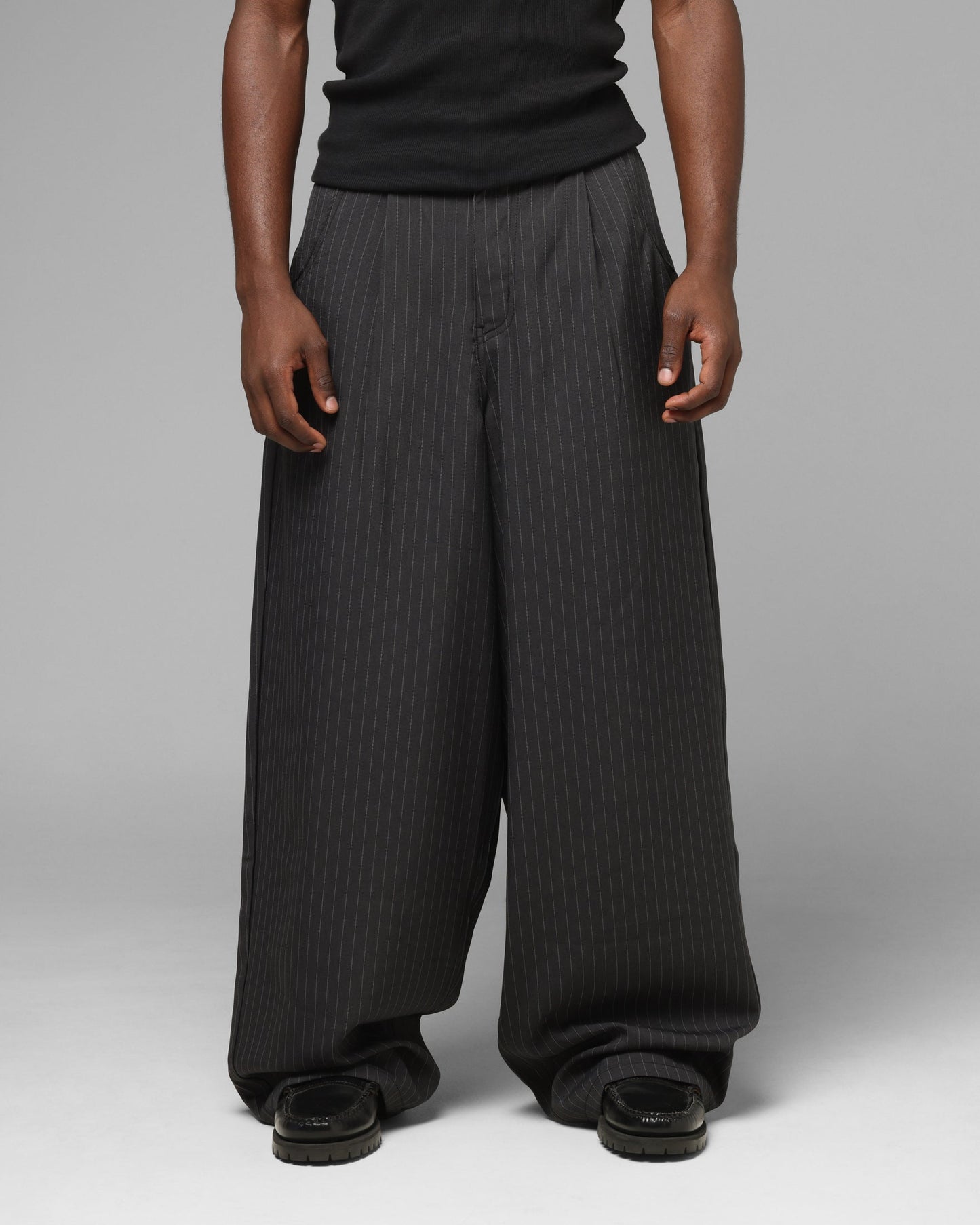 Loiter Eastern Bloc Pinstripe Trousers Black Pinstripe