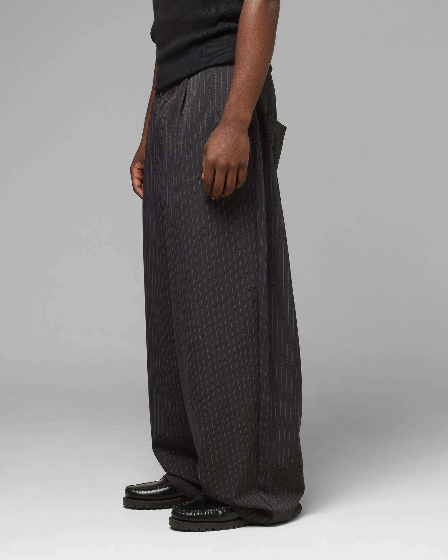 Loiter Eastern Bloc Pinstripe Trousers Black Pinstripe