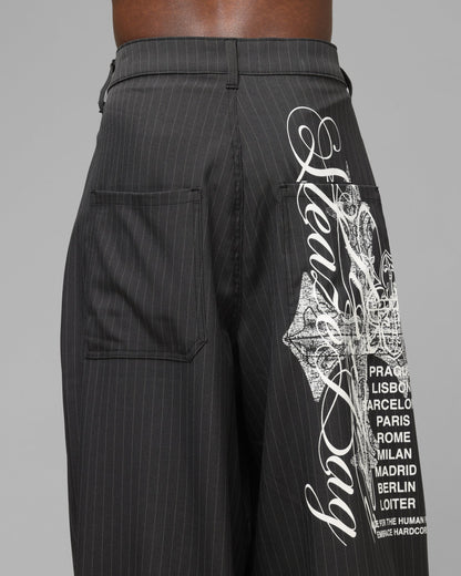 Loiter Eastern Bloc Pinstripe Trousers Black Pinstripe