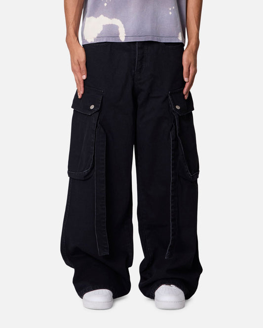 MNML Washed Cargo Pants Washed Black
