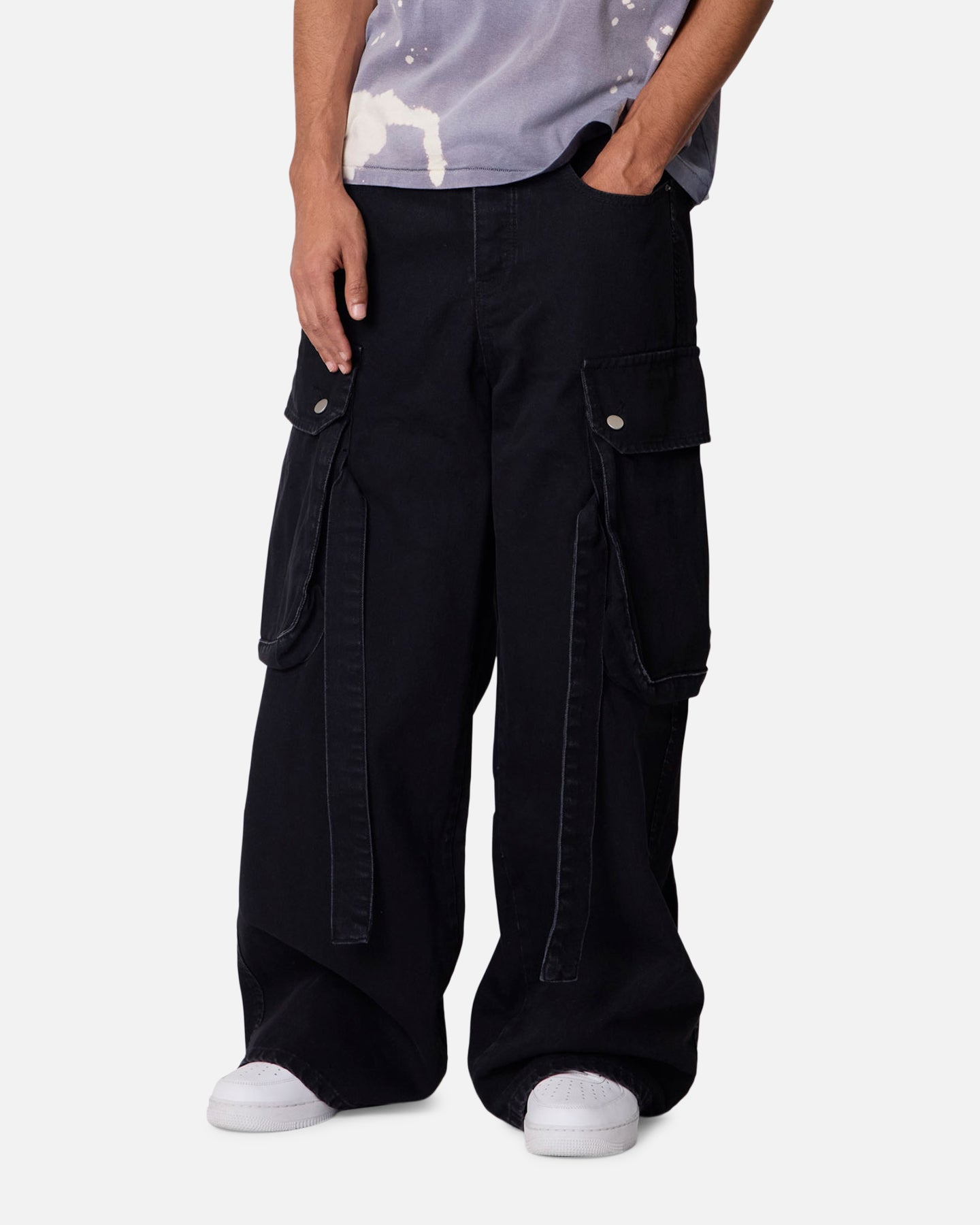 MNML Washed Cargo Pants Washed Black
