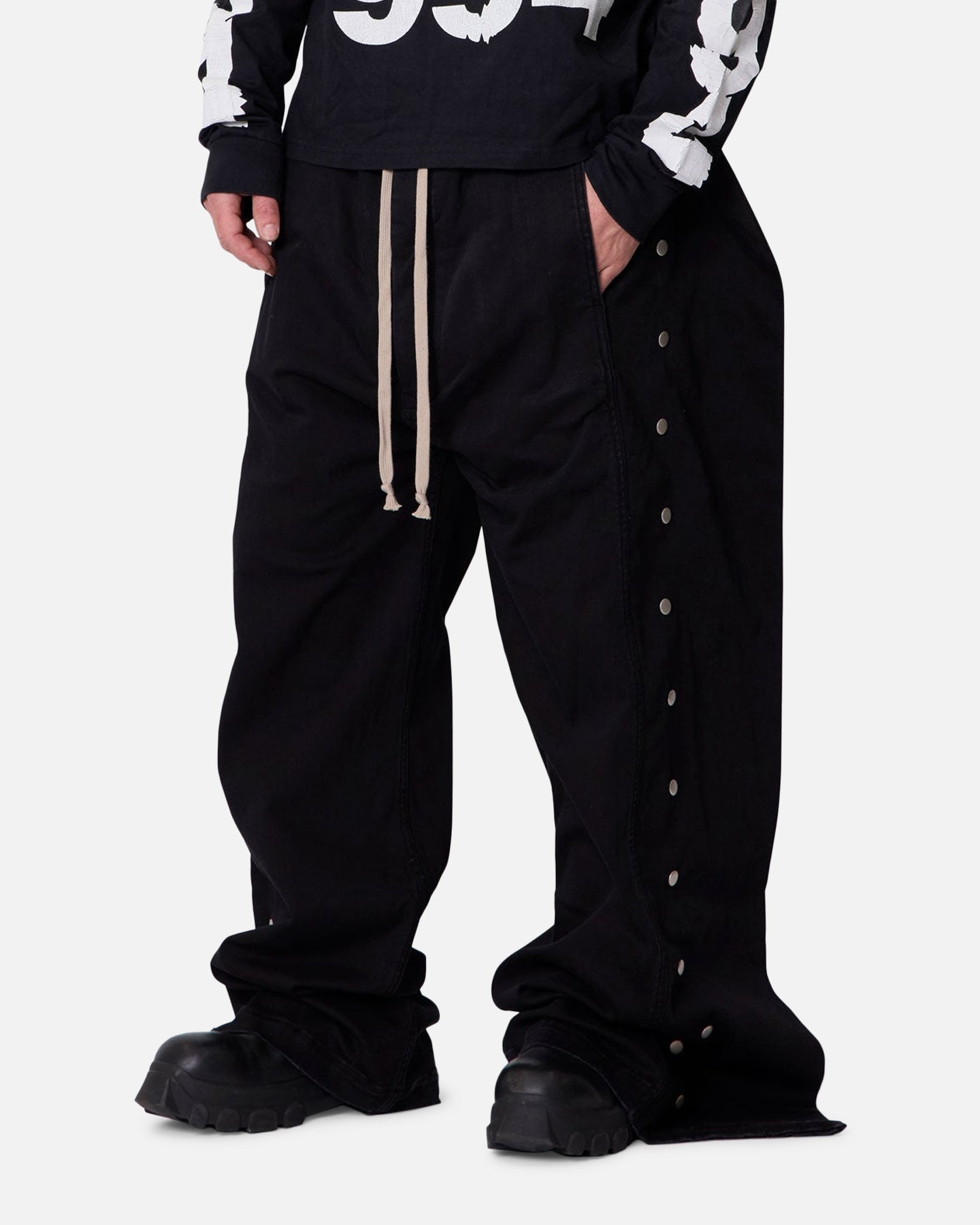 MNML Wide Panel Side Snap Pants Black