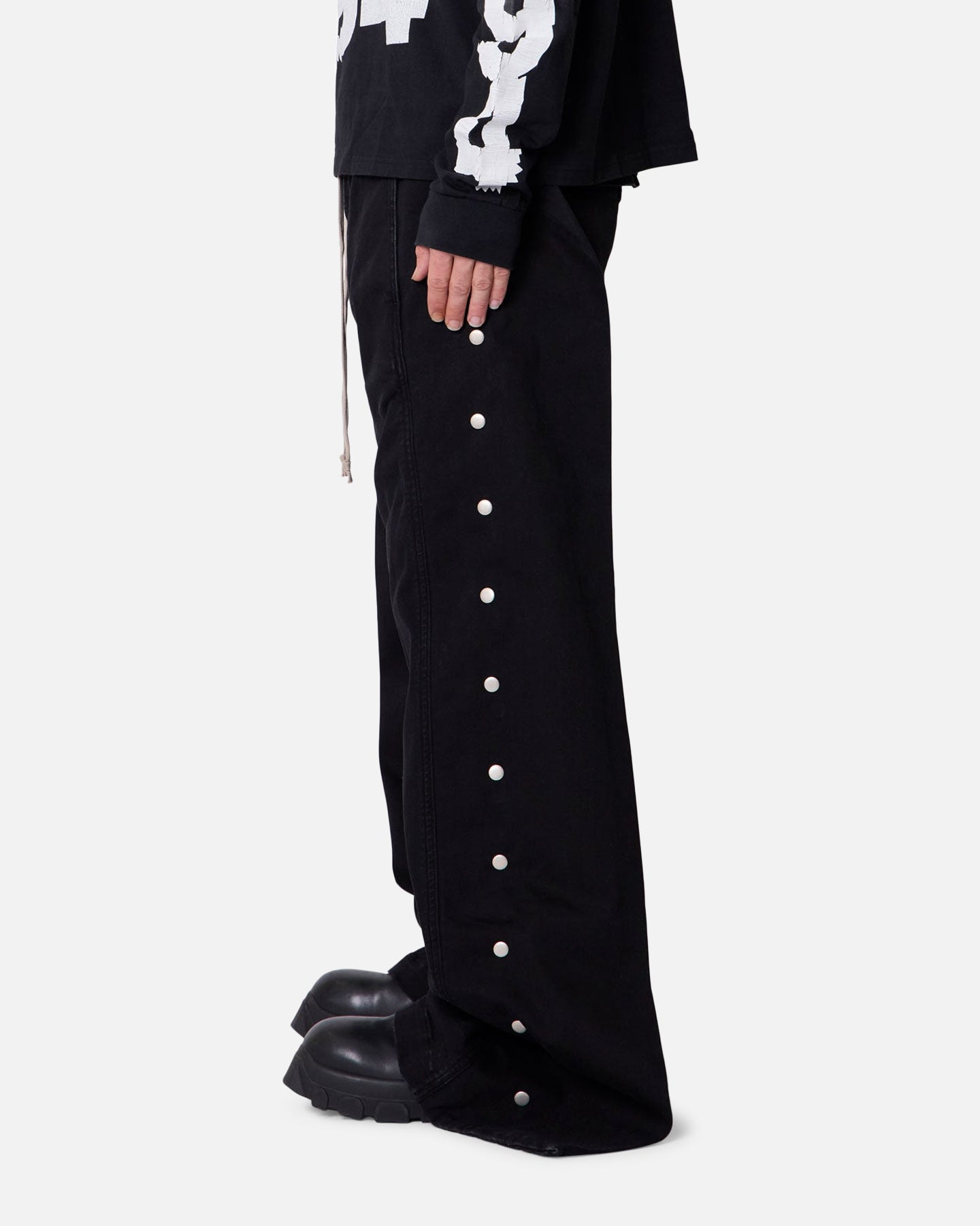 MNML Wide Panel Side Snap Pants Black