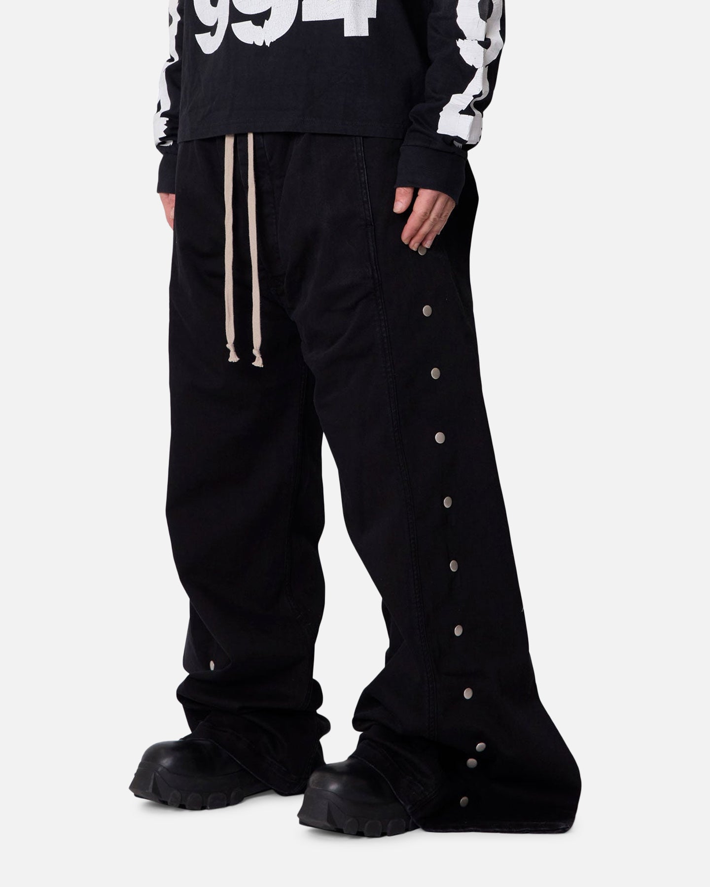 MNML Wide Panel Side Snap Pants Black